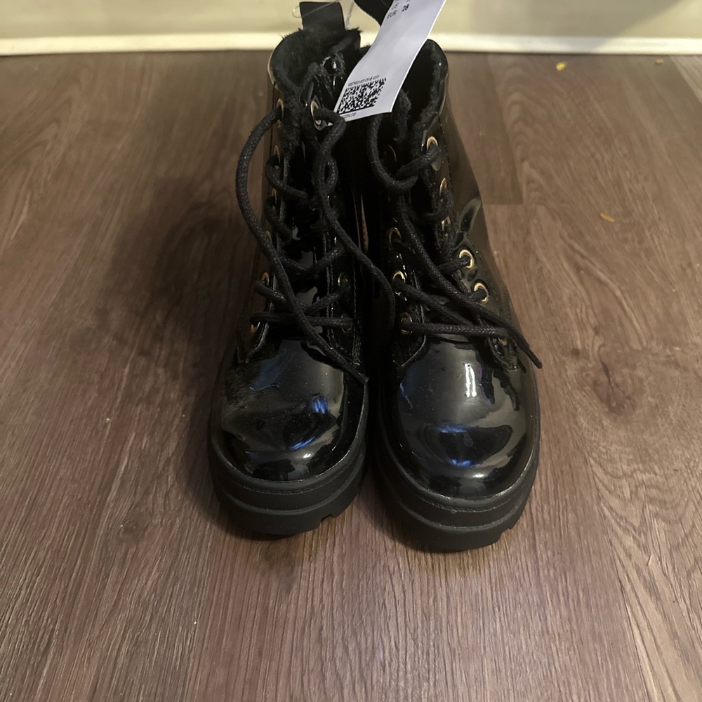 Black Patent Leather Combat Boots